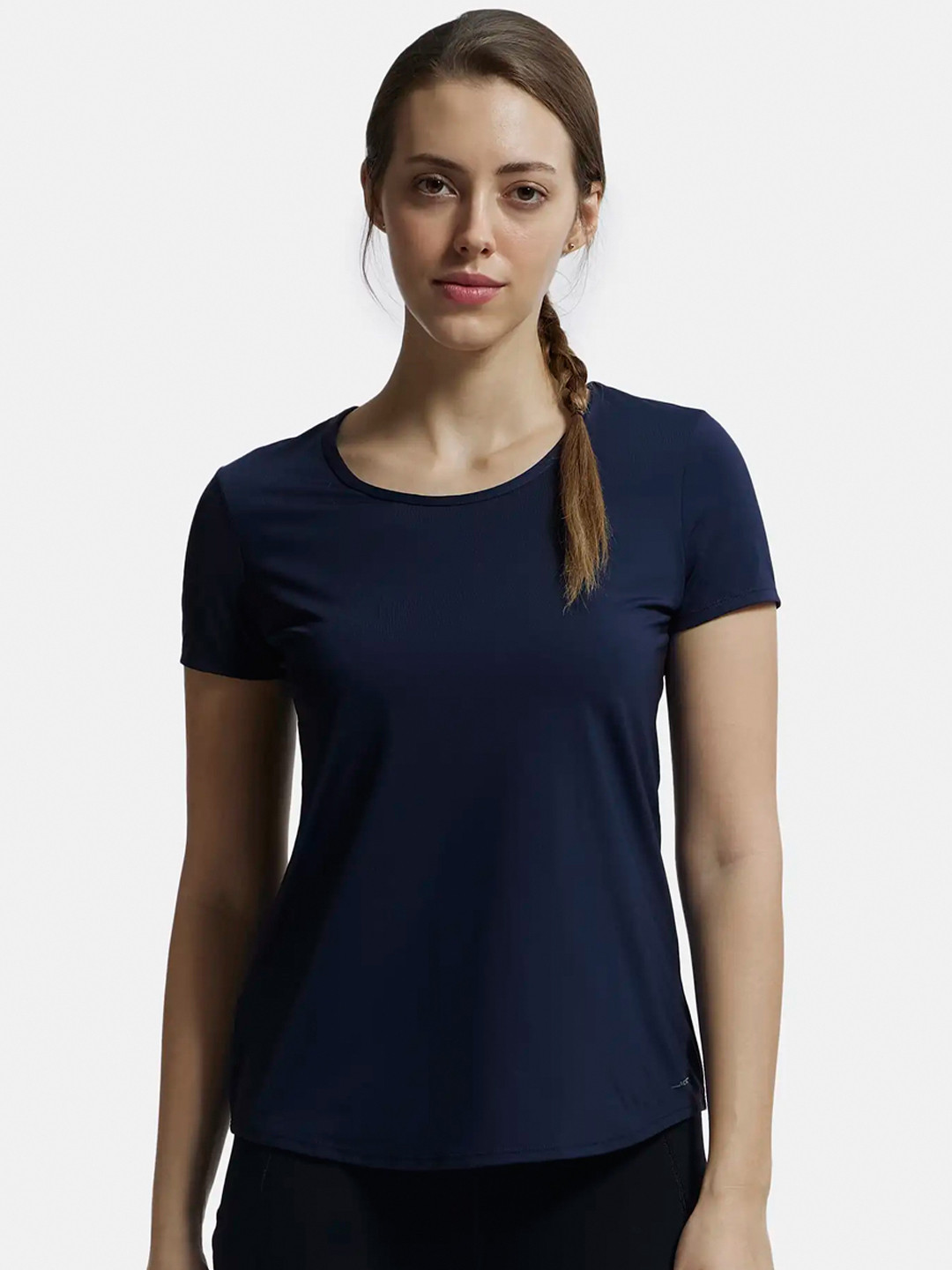 

Jockey Tactel Relaxed Fit Solid Curved Hem Styled T-Shirt, Purple