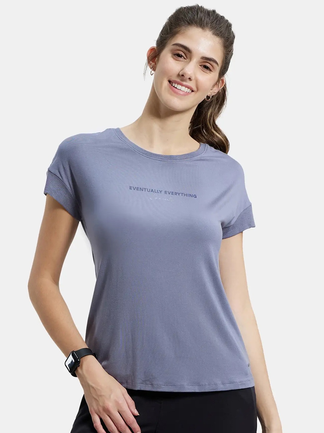 

Jockey Relaxed Fit Typography Printed Round Neck T-Shirt, Blue