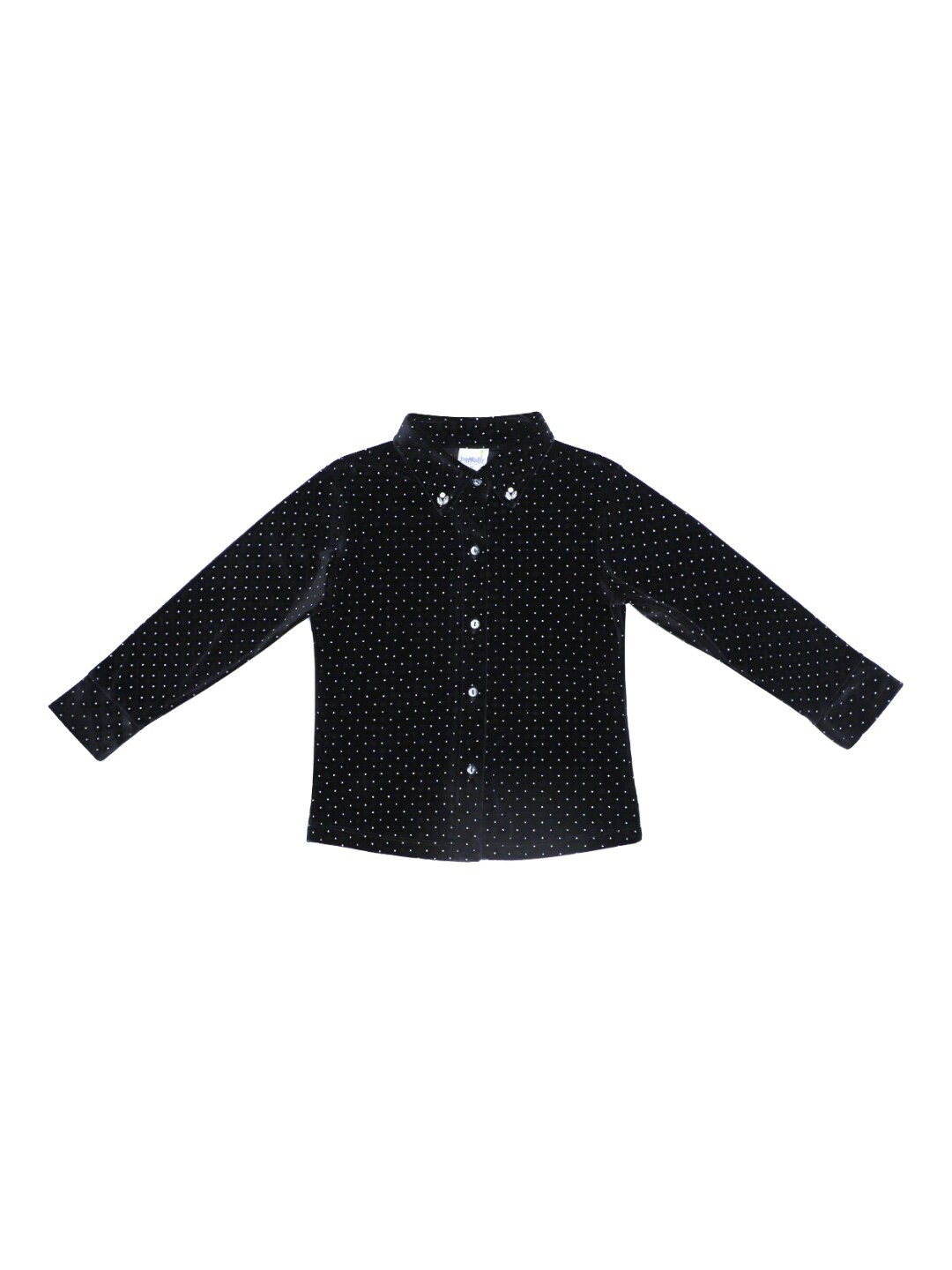

Daffodils GIRLS WEAR Black Geometric Print Velvet Shirt Style Top