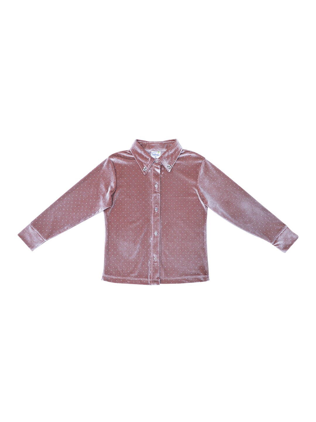 

Daffodils GIRLS WEAR Pink Geometric Print Velvet Shirt Style Top