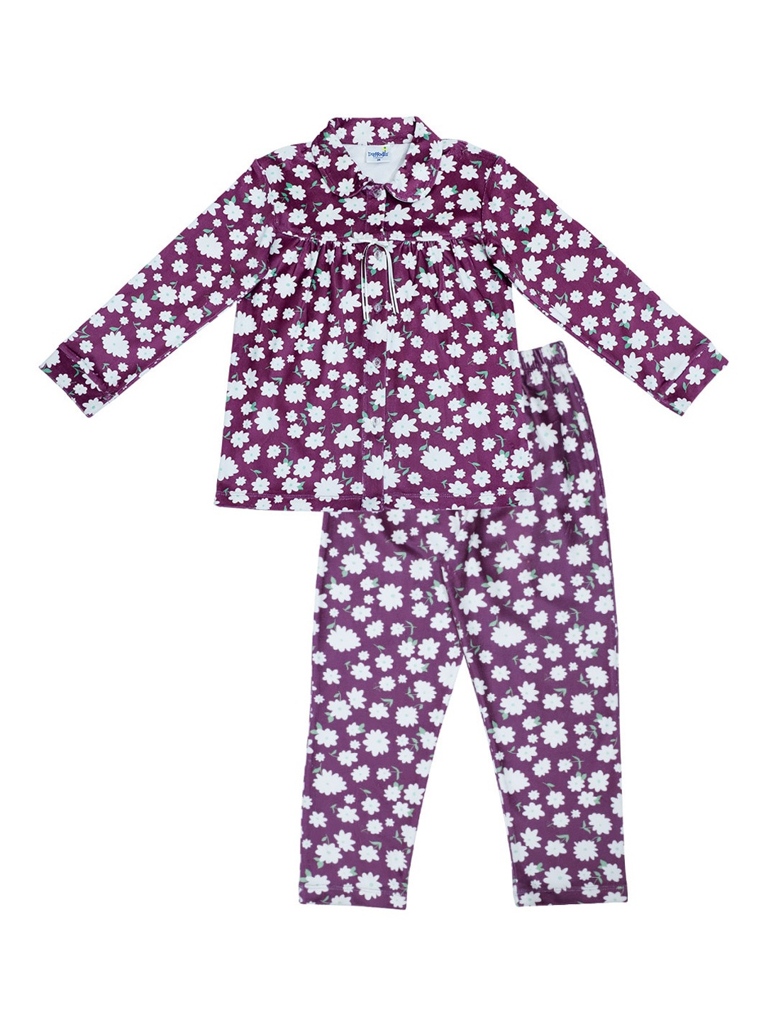 

Daffodils GIRLS WEAR Girls Purple & White Printed Night Suit