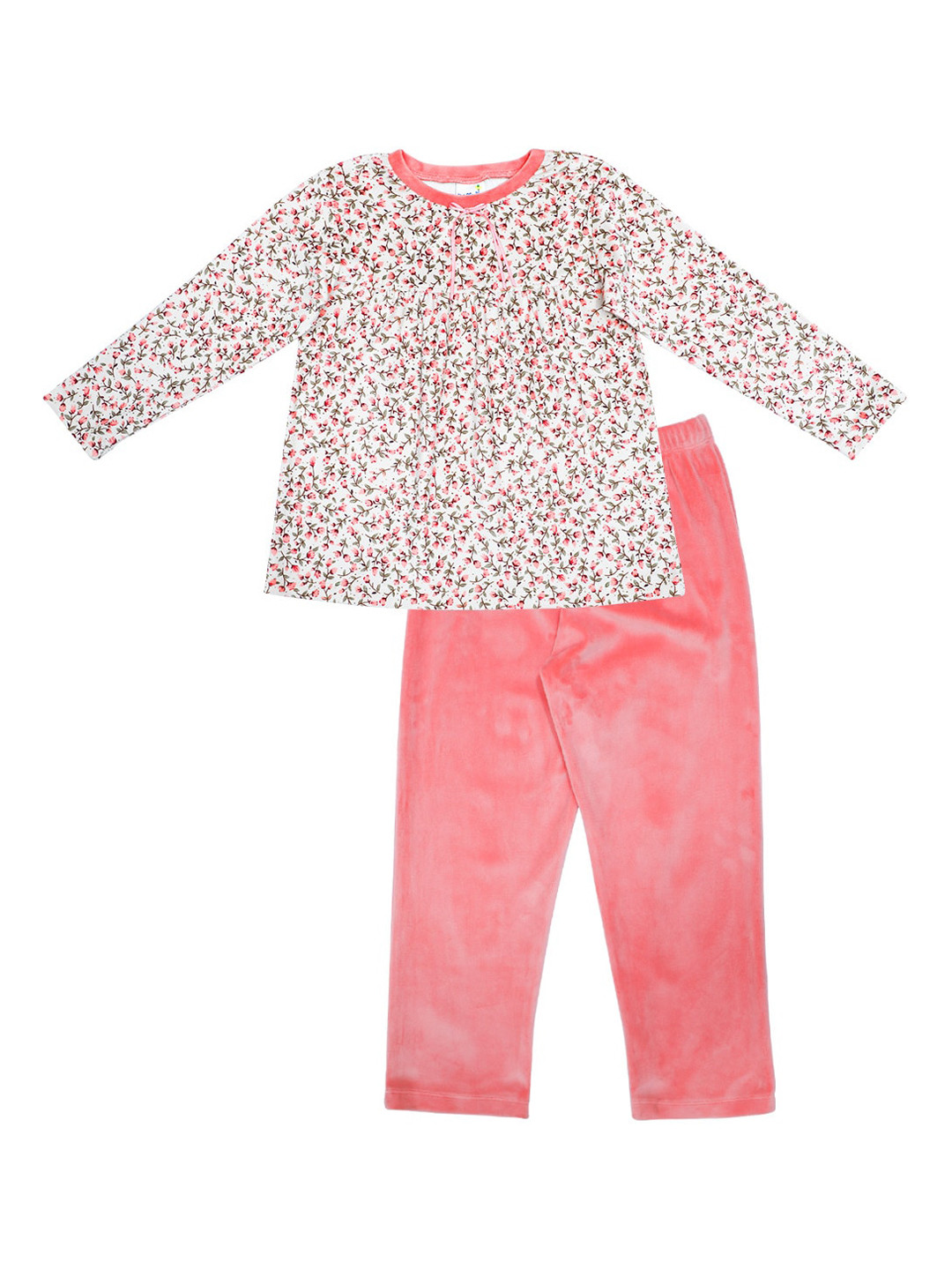 

Daffodils GIRLS WEAR Girls Coral & White Printed Night suit