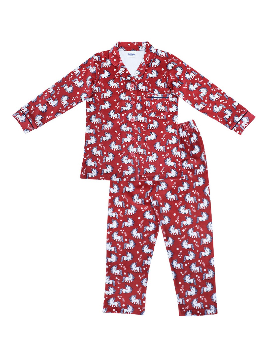 

Daffodils GIRLS WEAR Girls Maroon & Maroon Printed Night suit