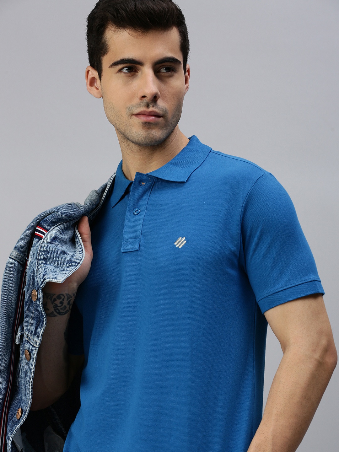 

ONN Men Blue Solid Polo Collar T-shirt