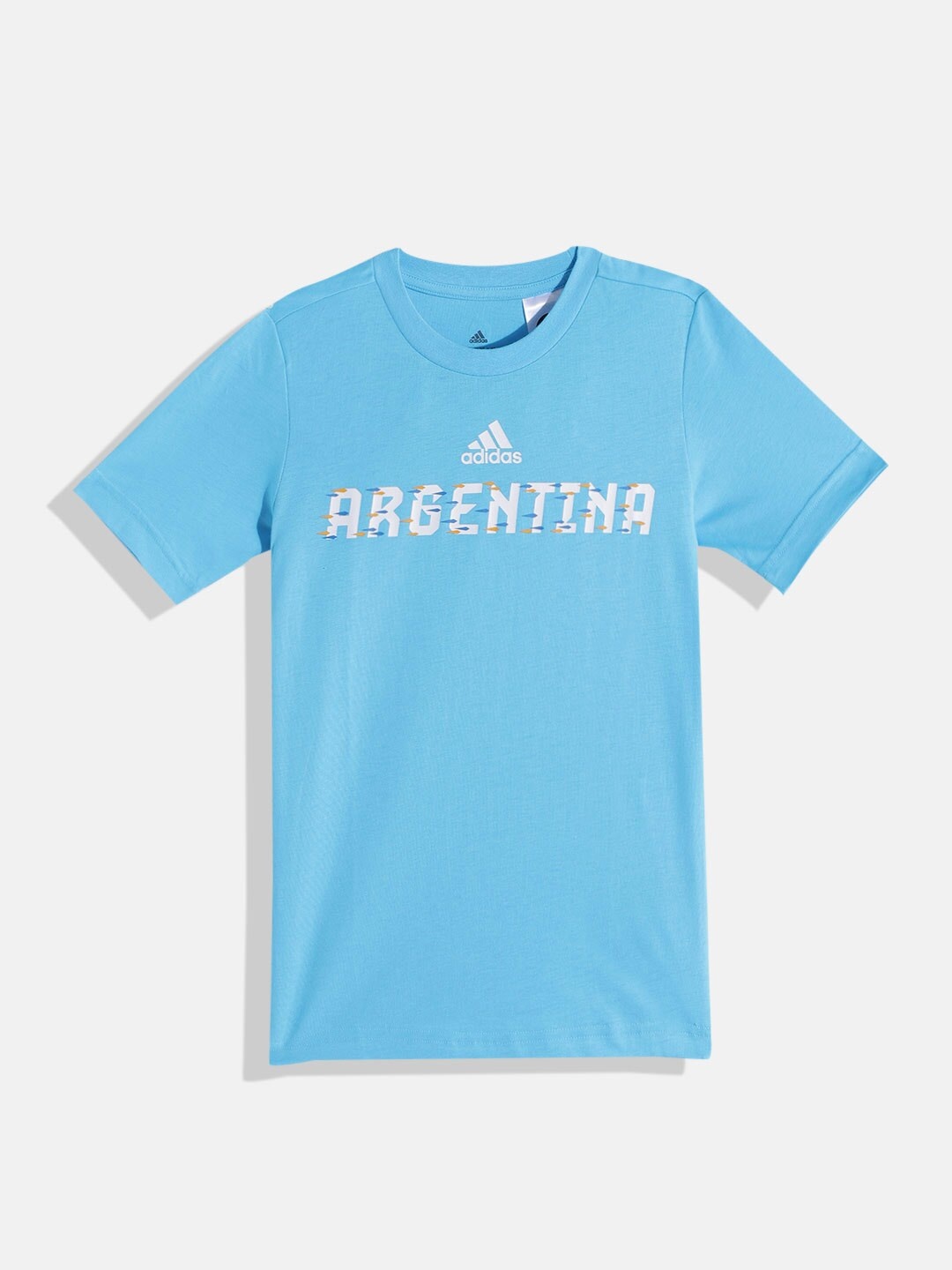 

ADIDAS Unisex Kids Blue & White Brand Logo Print HD6377 T-Shirt