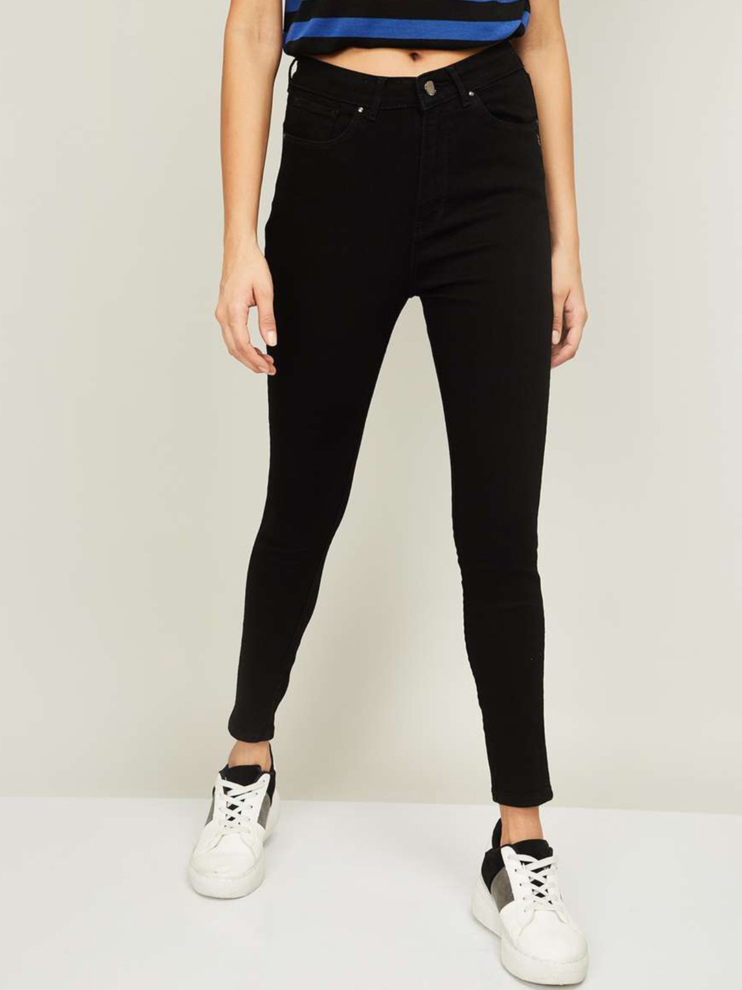 

Xpose Women Black Comfort Slim Fit High-Rise Stretchable Jeans