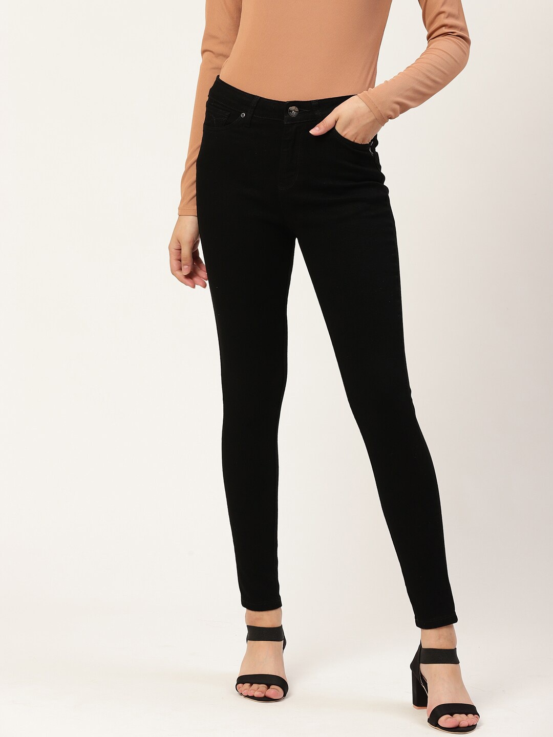 

Xpose Women Black Comfort Slim Fit High-Rise Stretchable Jeans