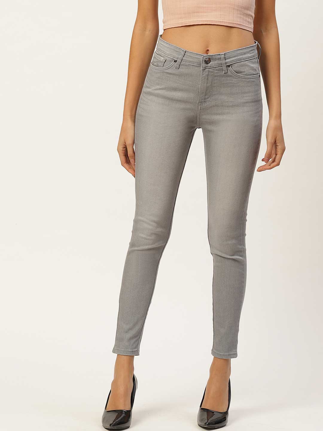 

Xpose Women Grey Comfort Slim Fit High-Rise Light Fade Stretchable Jeans
