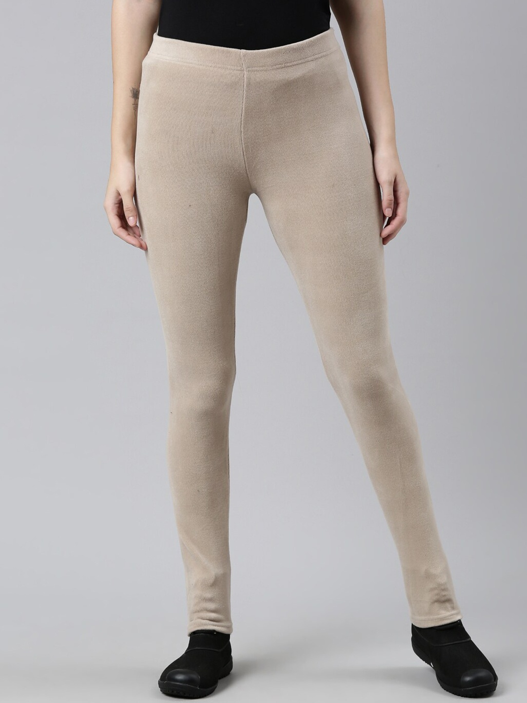 

Go Colors Women Beige Solid Slim-Fit Ankle Length Leggings