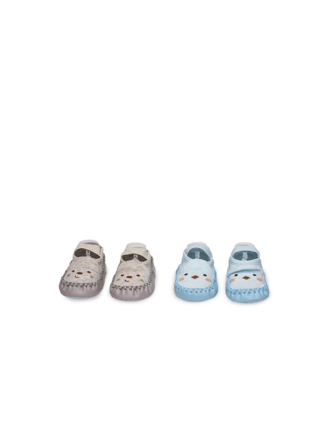 

KICKS & CRAWL Infant Kids Pack Of 2 Grey & Blue Booties