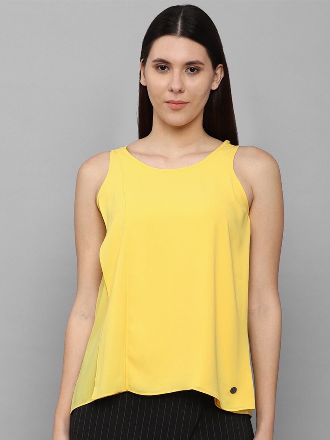 

Allen Solly Woman Round Neck Sleeveless Top, Yellow