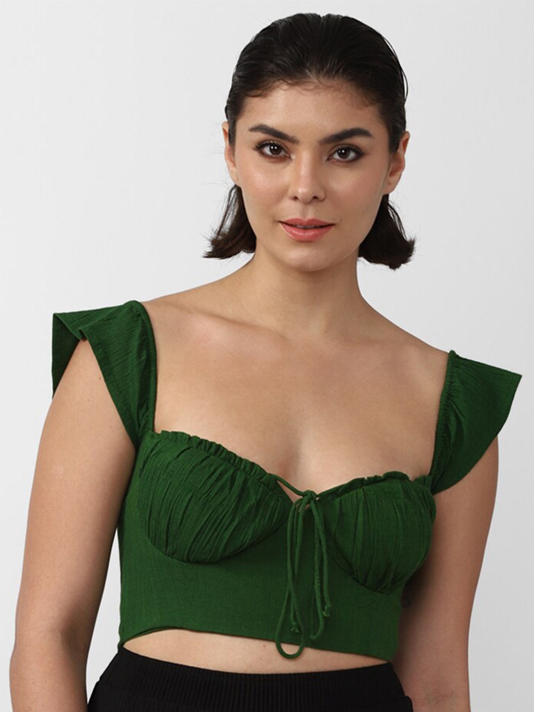 

FOREVER 21 Green Sweetheart Neck Bralette Crop Top