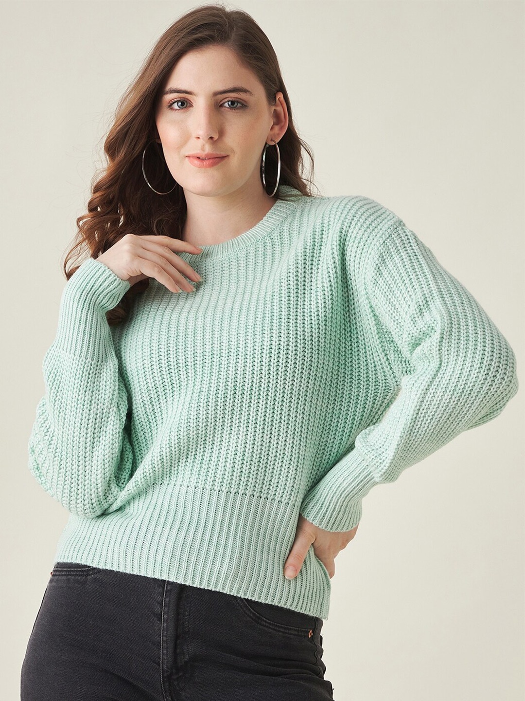 

Modeve Women Green Acrylic Pullover