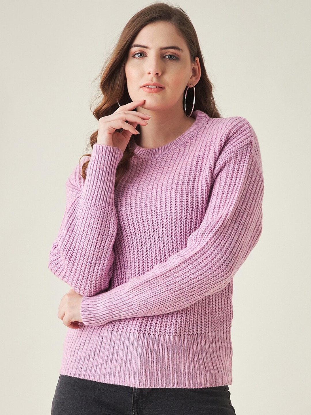 

Modeve Women Purple & Purple Acrylic Pullover