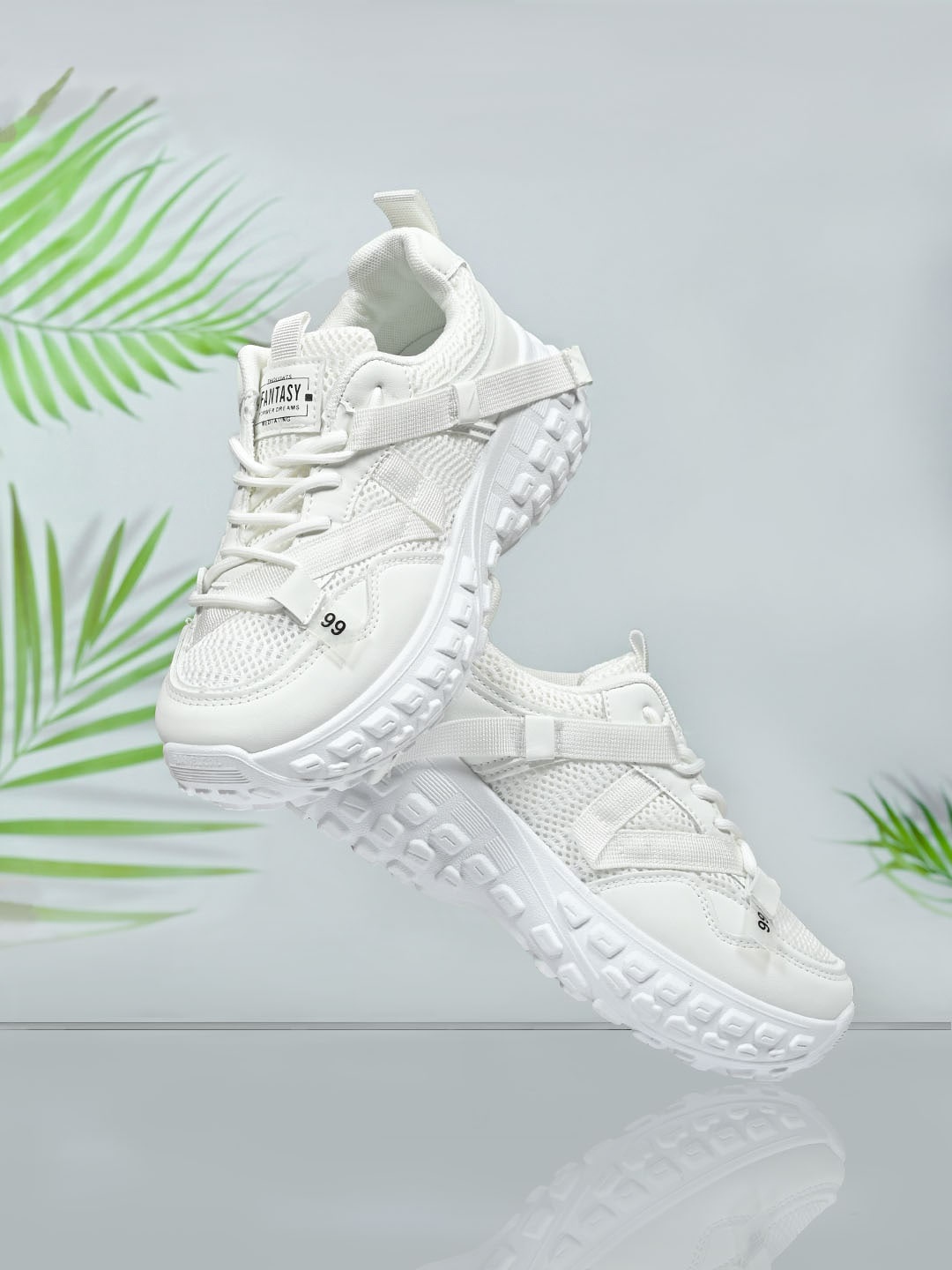 

Jove Women White Woven Design Sneakers