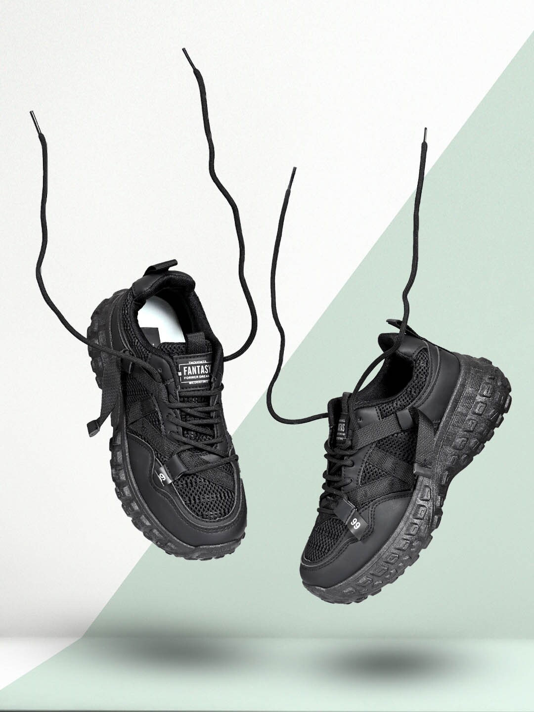

Jove Women Black Woven Design Sneakers