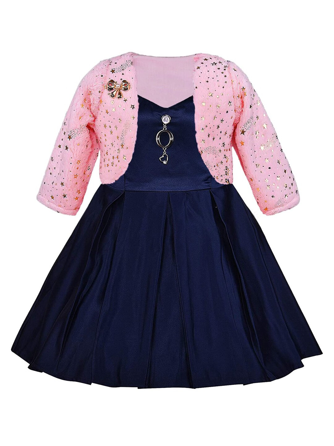 

Wish Karo Navy Blue Embellished Georgette Dress