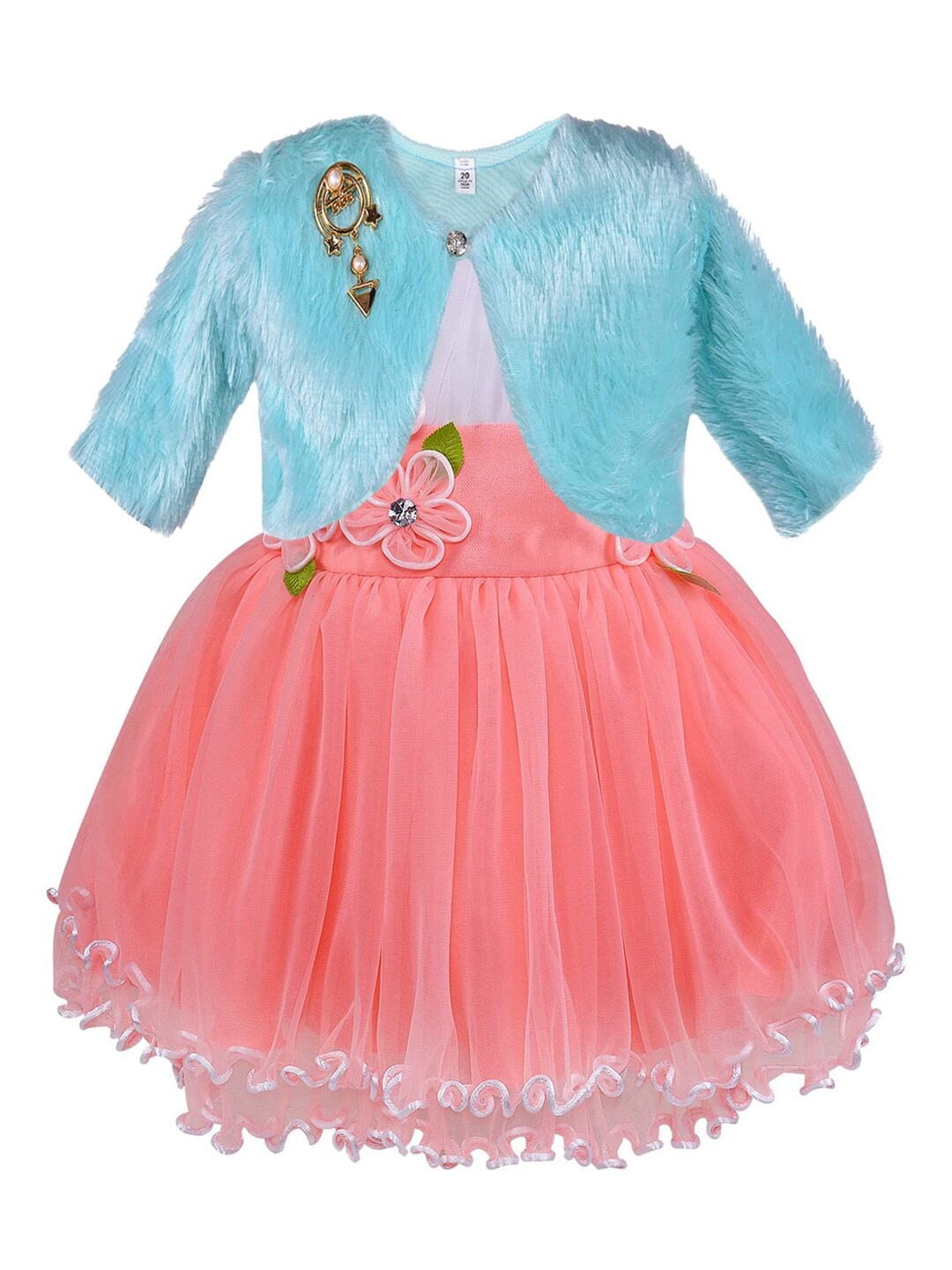 

Wish Karo Girls Peach-Coloured Georgette Dress