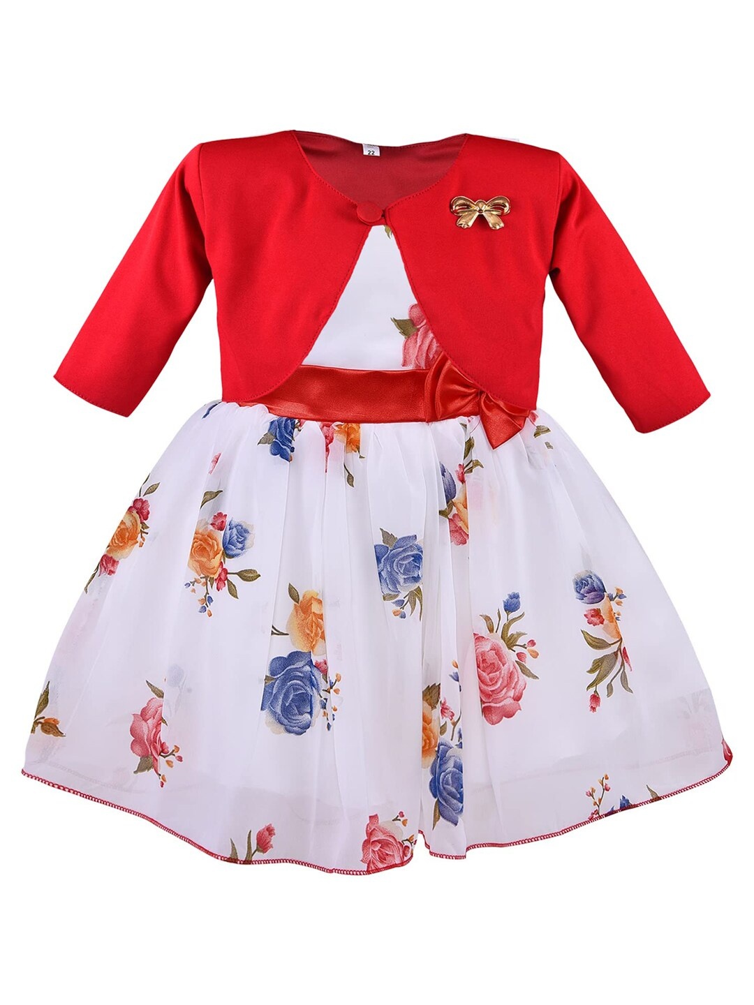 

Wish Karo White Floral Georgette Dress