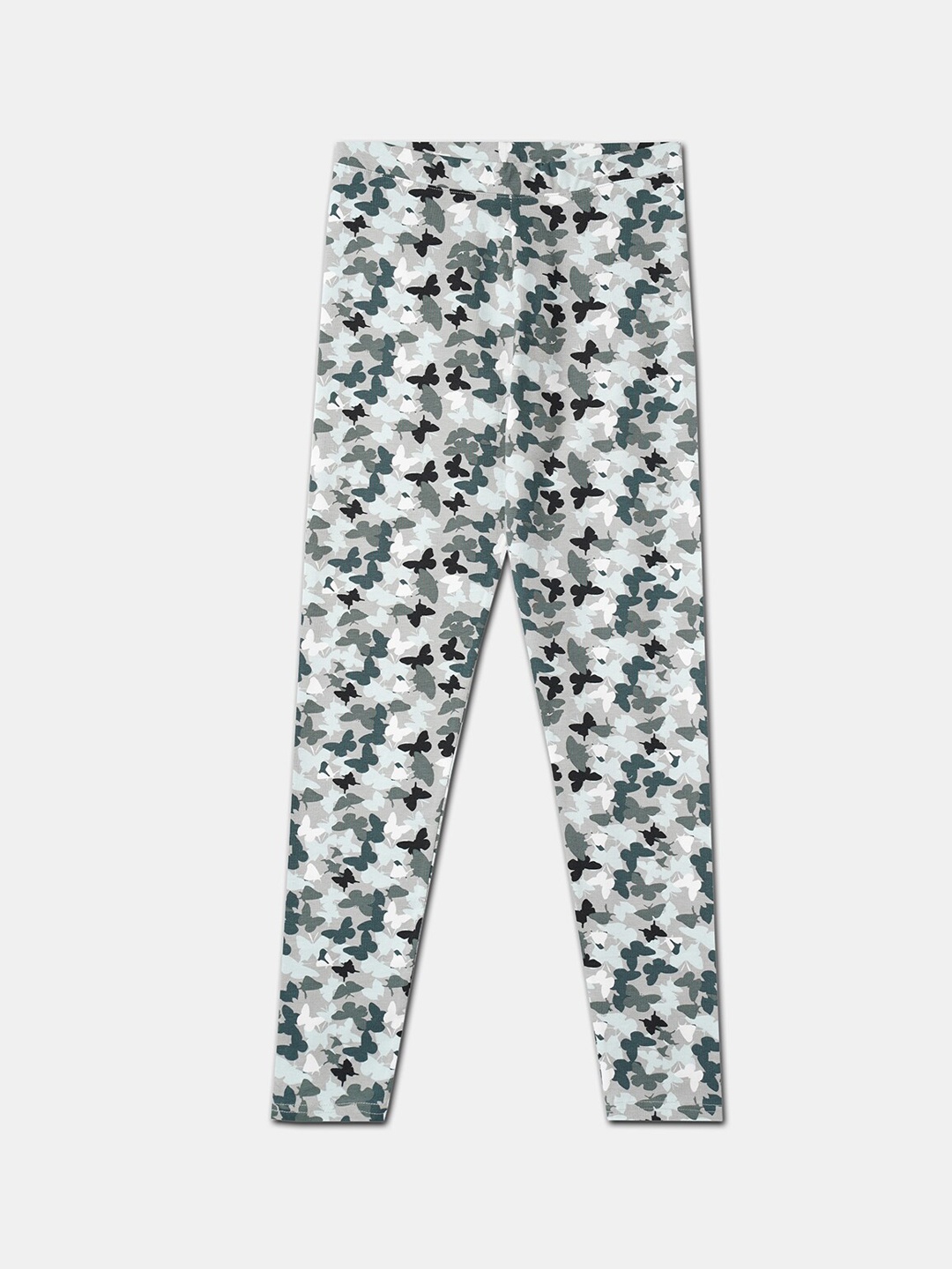 

R&B Girls Grey & Black Printed Ankle Length Cotton Leggings