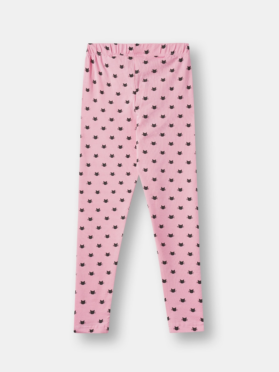 

R&B Girls Pink & Black Printed Cotton Leggings