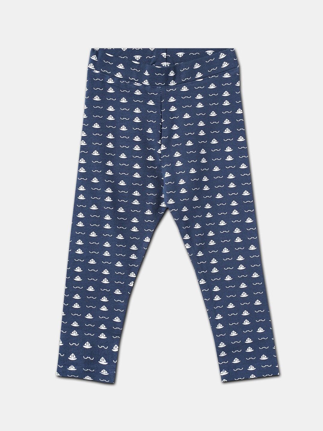 

R&B Girls Blue & White Printed Ankle-Length Leggings