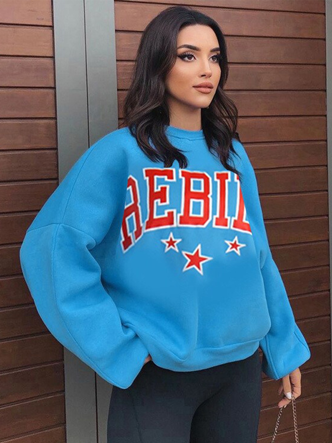 

BoStreet Women Blue Printed Sweatshirt
