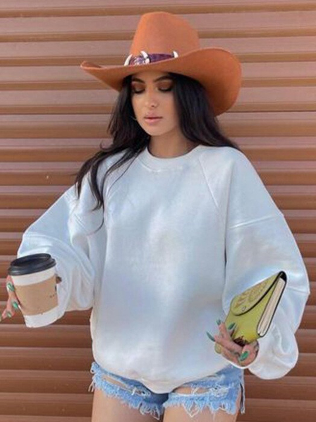

BoStreet Women White Solid Sweatshirt