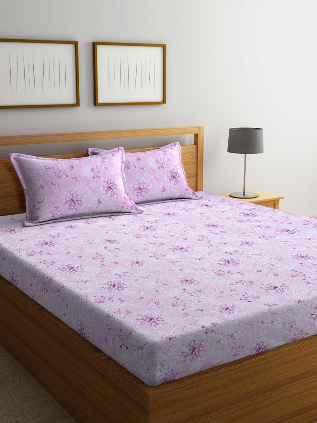 

BOMBAY DYEING Pink Floral Cotton 120 TC Queen Bedsheet with 2 Pillow Covers
