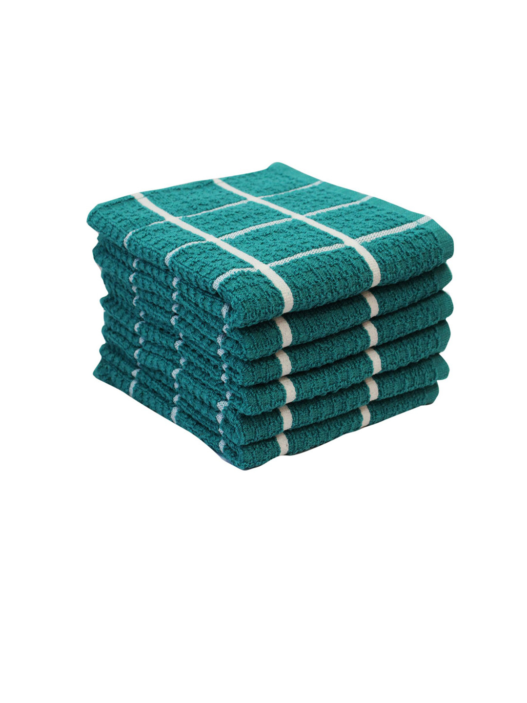

Lushomes Green Pack Of 6 Checked 360 GSM Terry Cotton Kitchen Towels