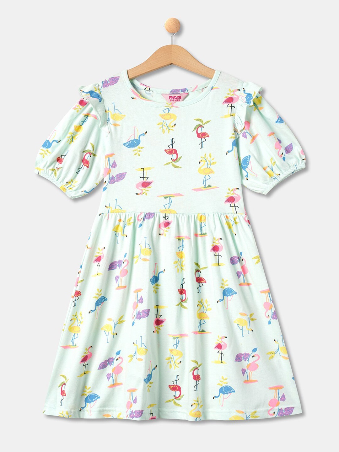 

R&B Girls Blue & Yellow Cotton Dress