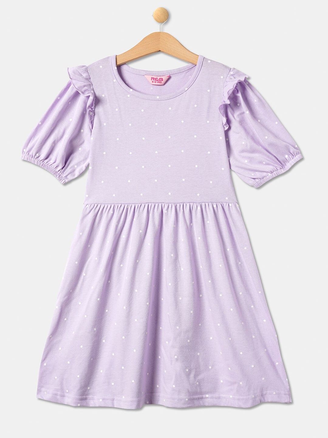 

R&B Girls Purple Printed Cotton Midi Dress