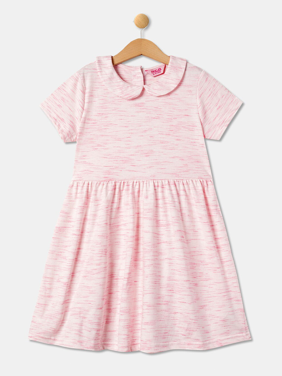 

R&B Girls Pink Peter Pan Collar Cotton A-Line Midi Dress
