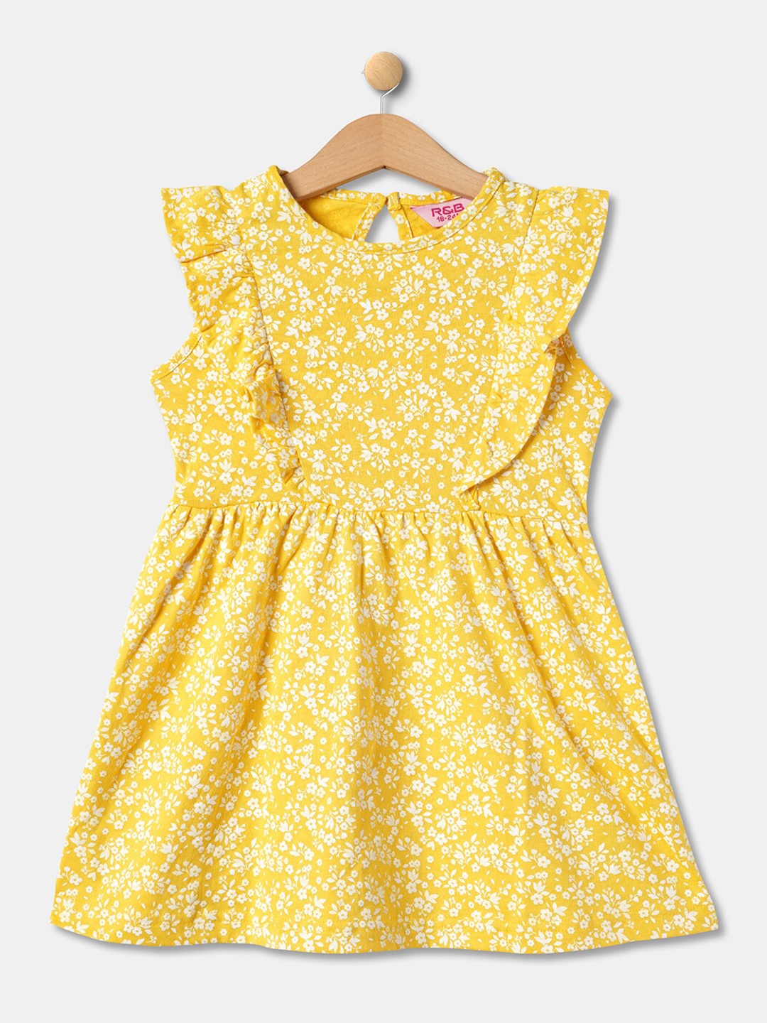 

R&B Girls Yellow & White Floral Cotton Dress