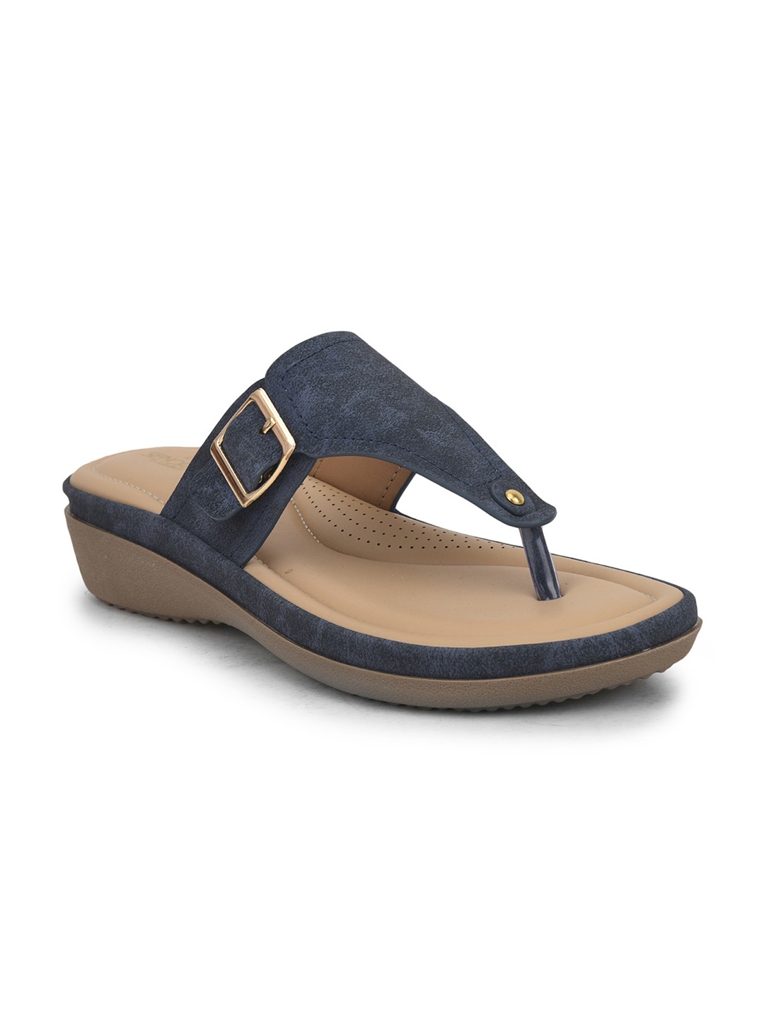 

Liberty Women Blue T-Strap Flats with Buckles