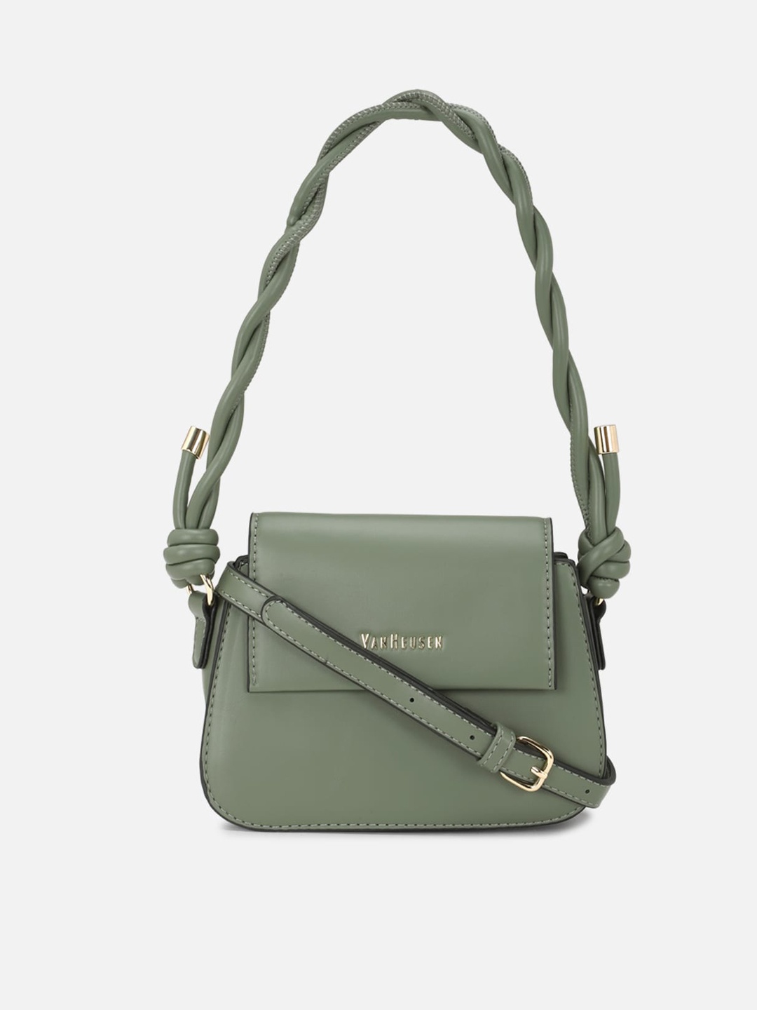 

Van Heusen Woman Olive Green PU Structured Shoulder Bag