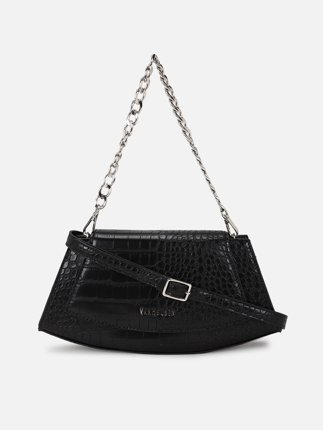

Van Heusen Woman Black Textured PU Structured Sling Bag