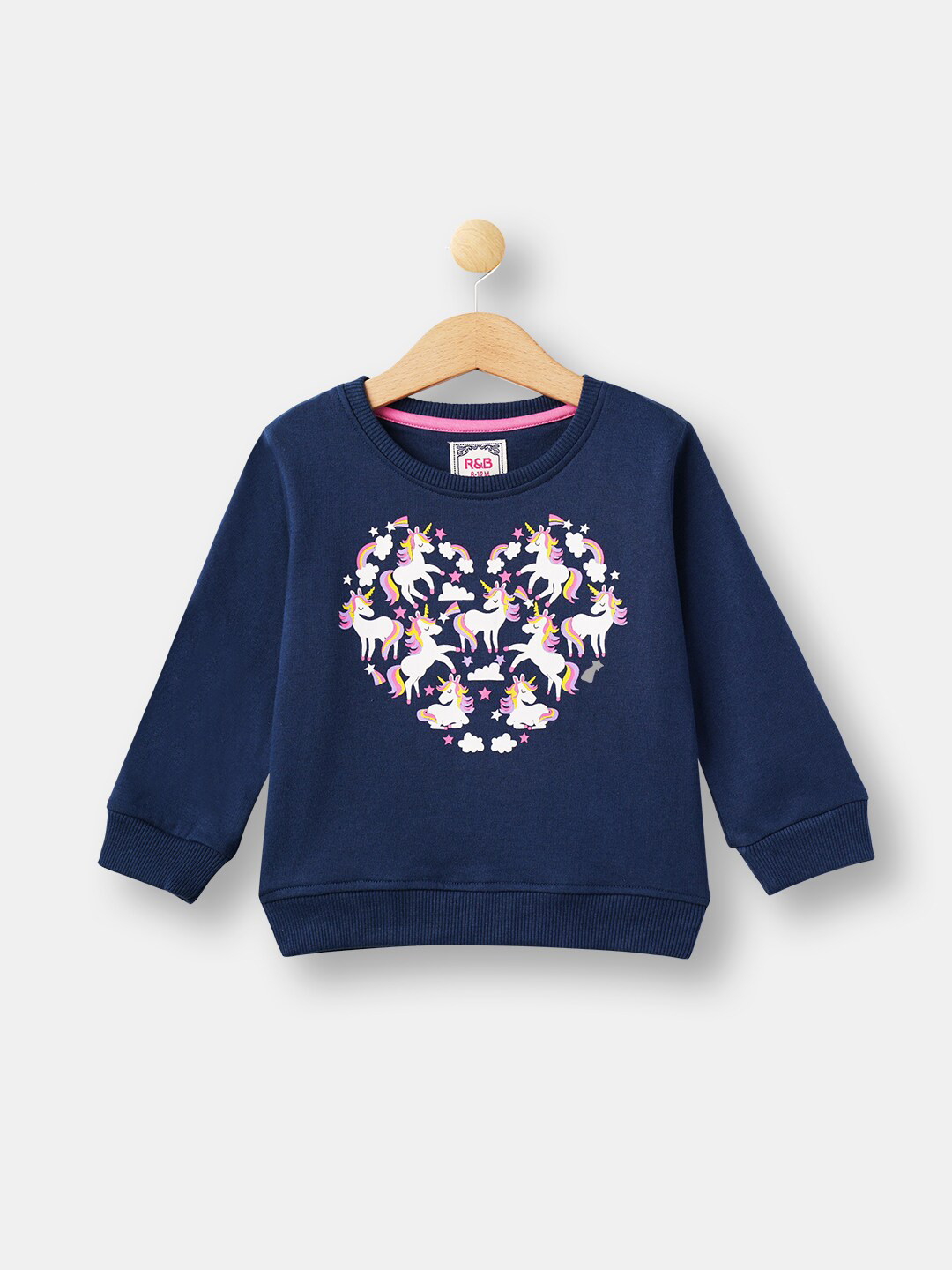 

R&B Girls Blue Printed Cotton Sweatshirt