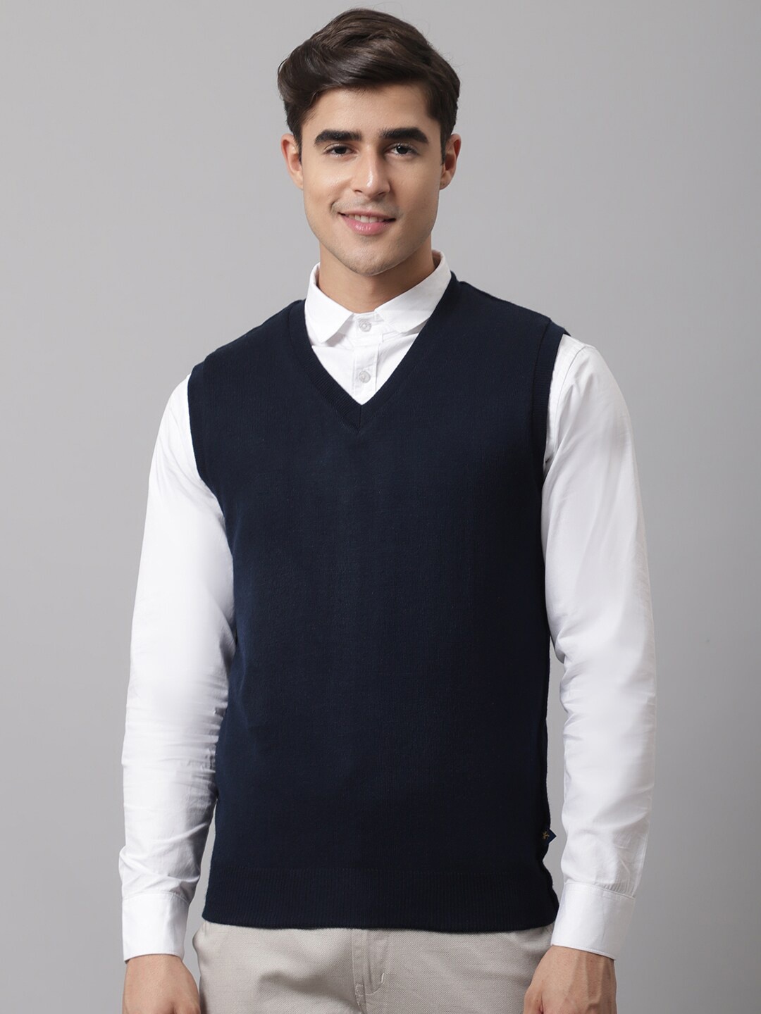 

Cantabil Men Navy Blue Sweater Vest