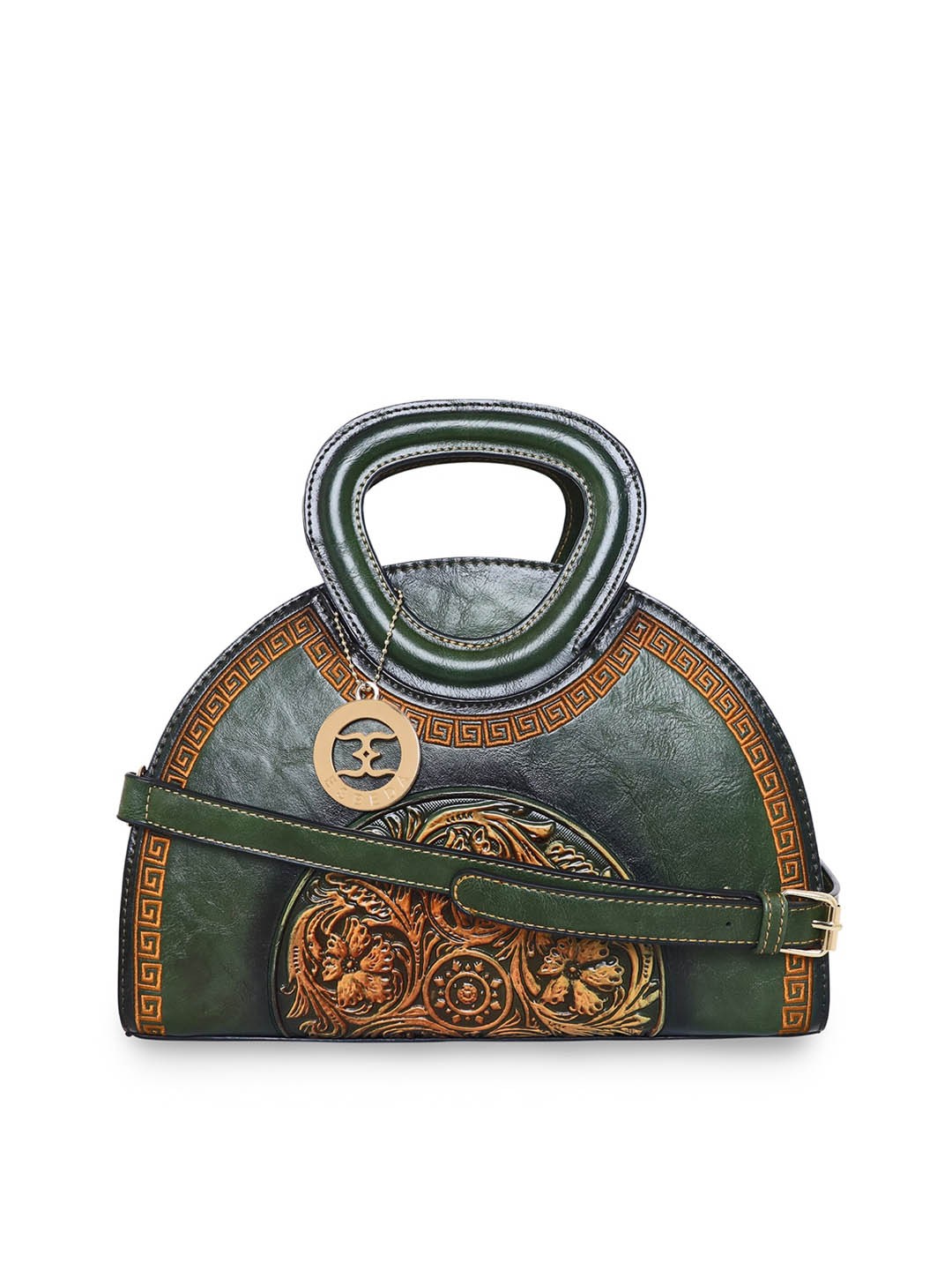 

ESBEDA Green Embellished Half Moon Satchel Bag
