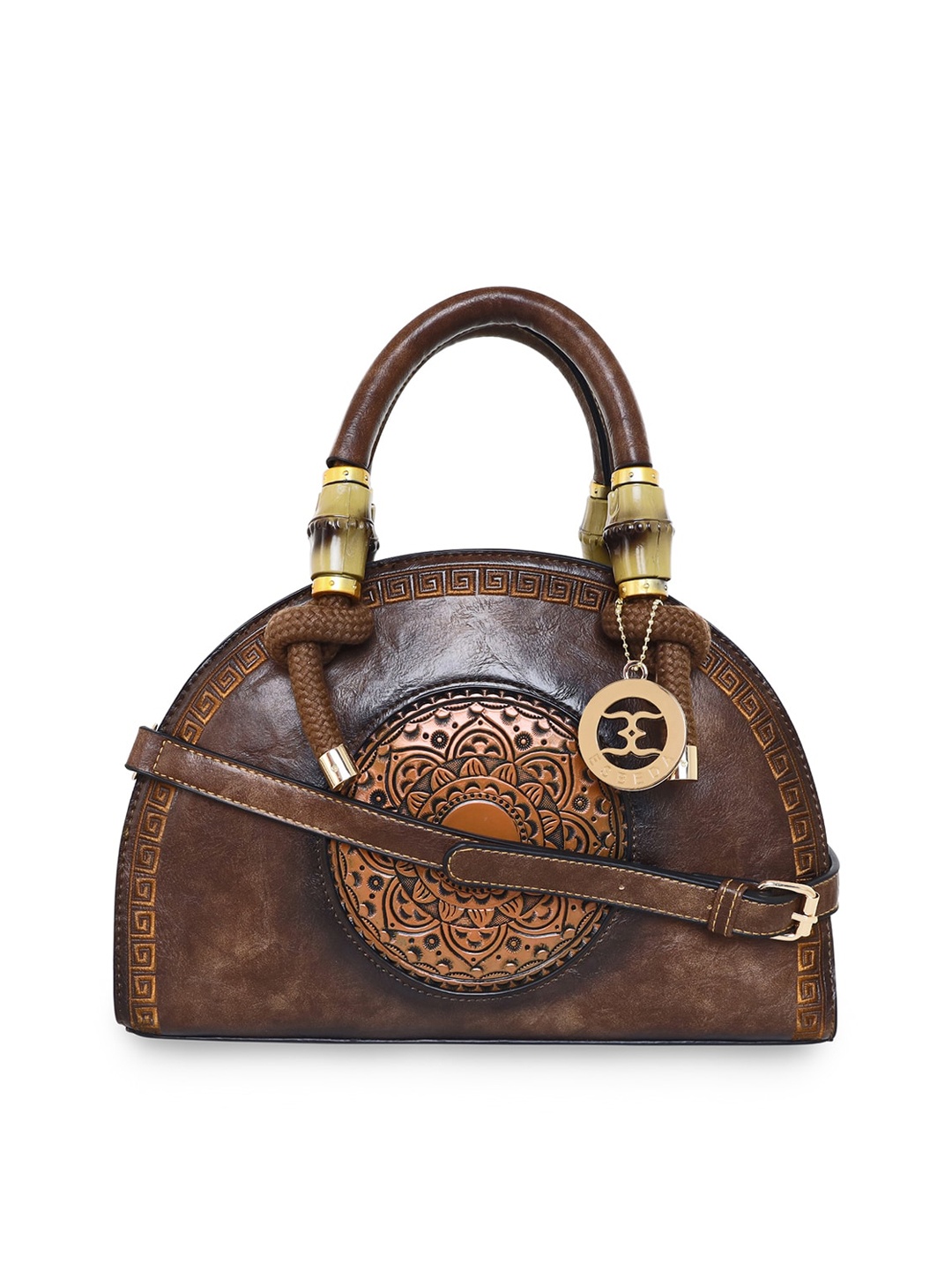 

ESBEDA Brown Embellished Half Moon Handheld Bag