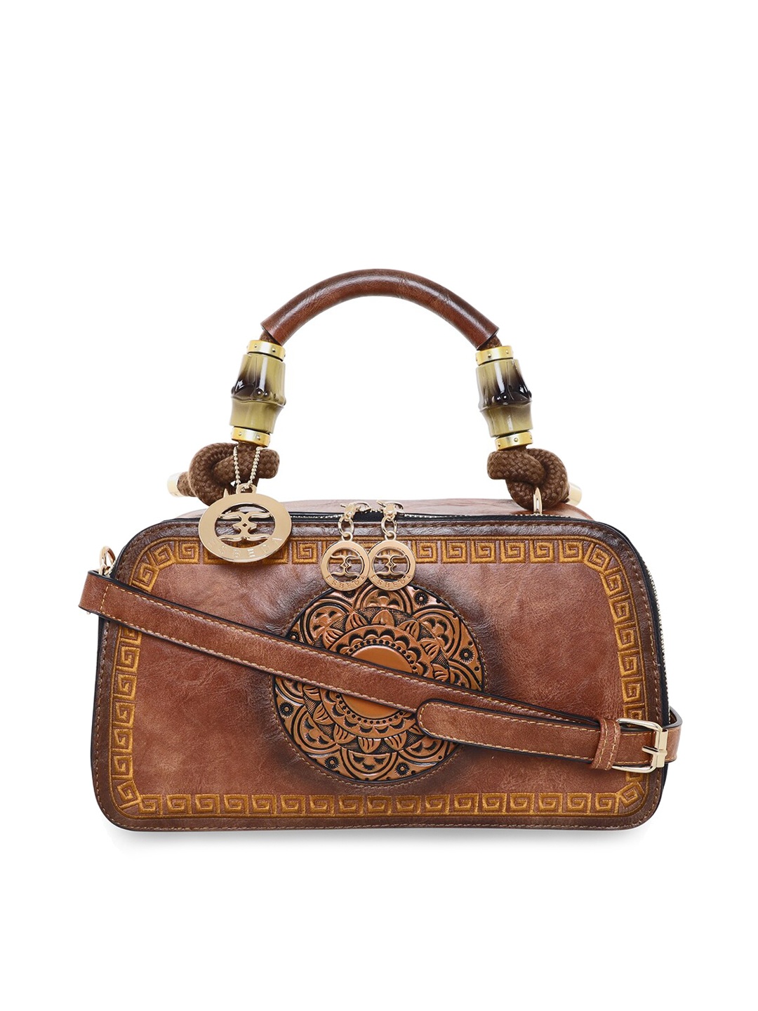 

ESBEDA Brown Embellished Structured Handheld Bag
