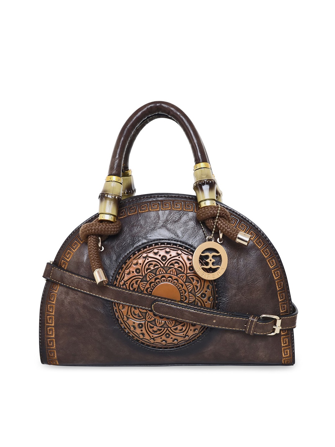 

ESBEDA Brown Embellished Half Moon Handheld Bag