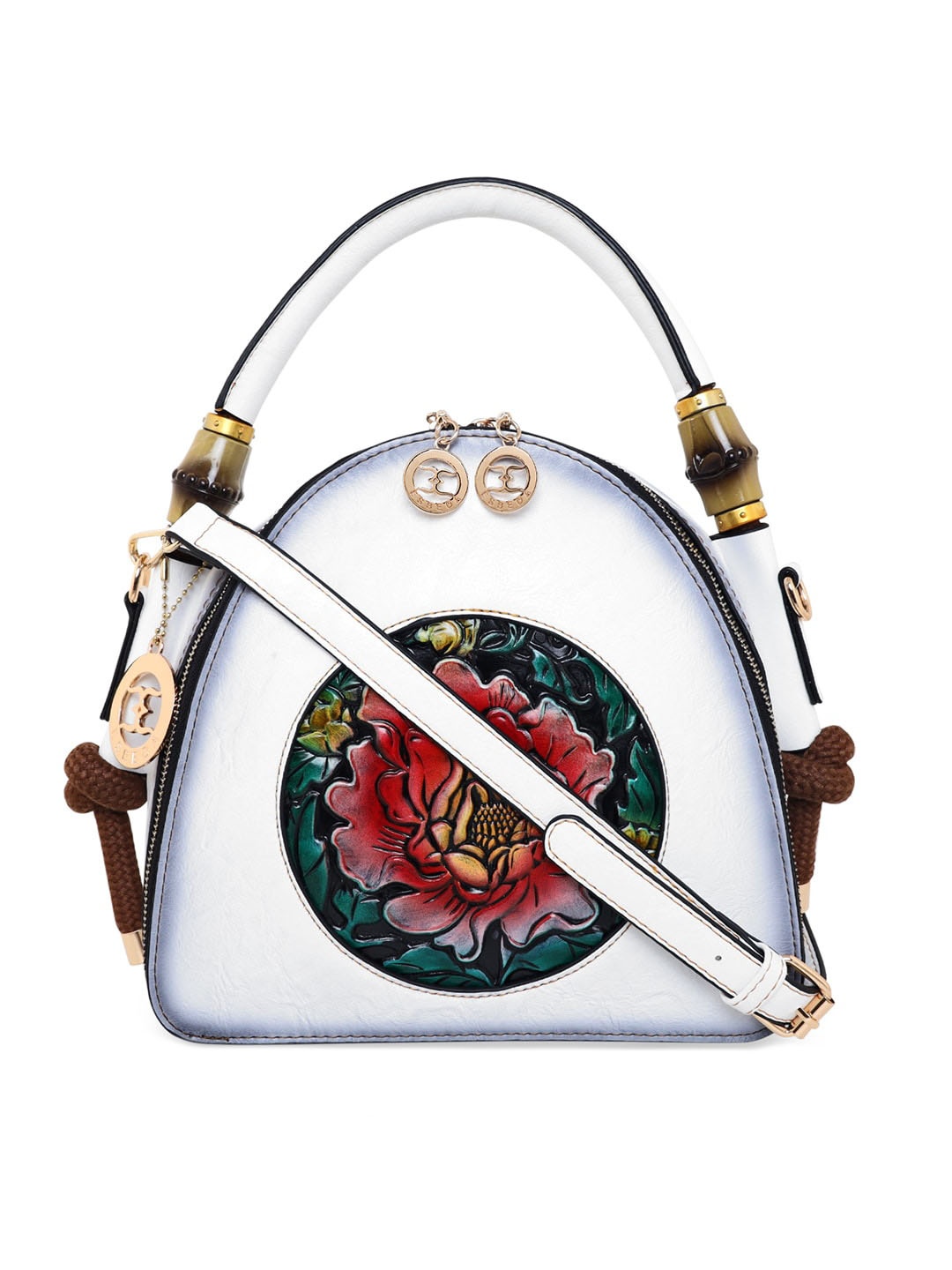 

ESBEDA White Embellished Structured Handheld Bag