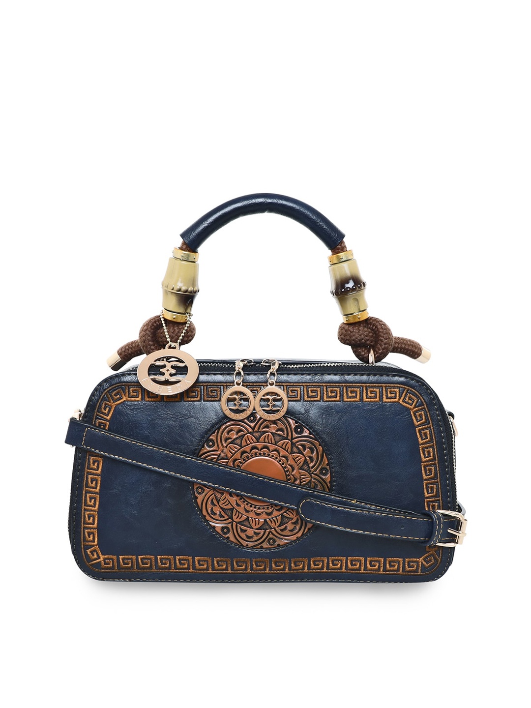 

ESBEDA Blue Embellished PU Structured Satchel