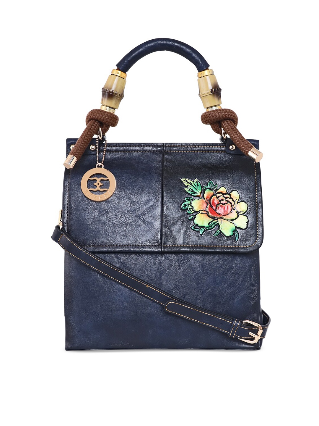 

ESBEDA Blue Textured PU Structured Handheld Bag