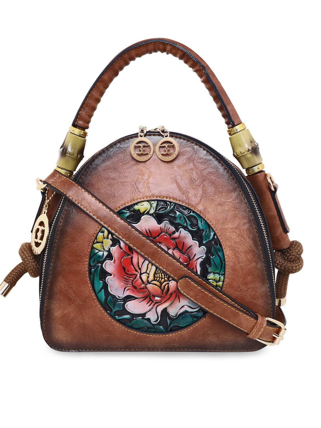

ESBEDA Tan Textured PU Structured Handheld Bag