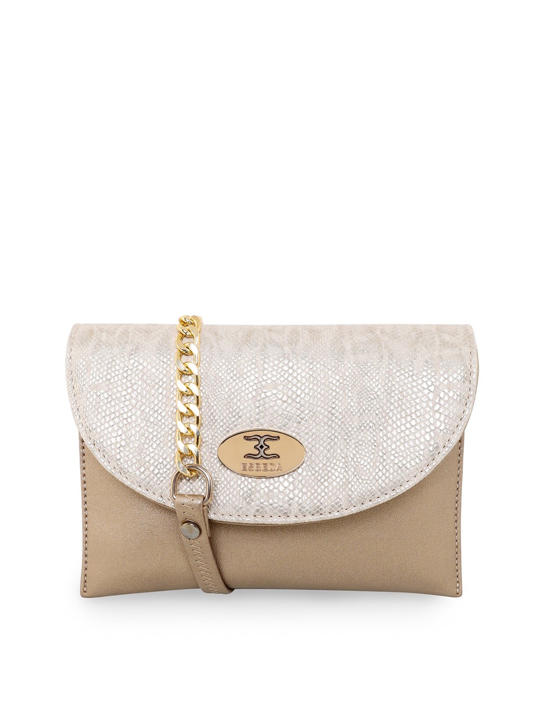 

ESBEDA Gold-Toned Textured PU Structured Sling Bag