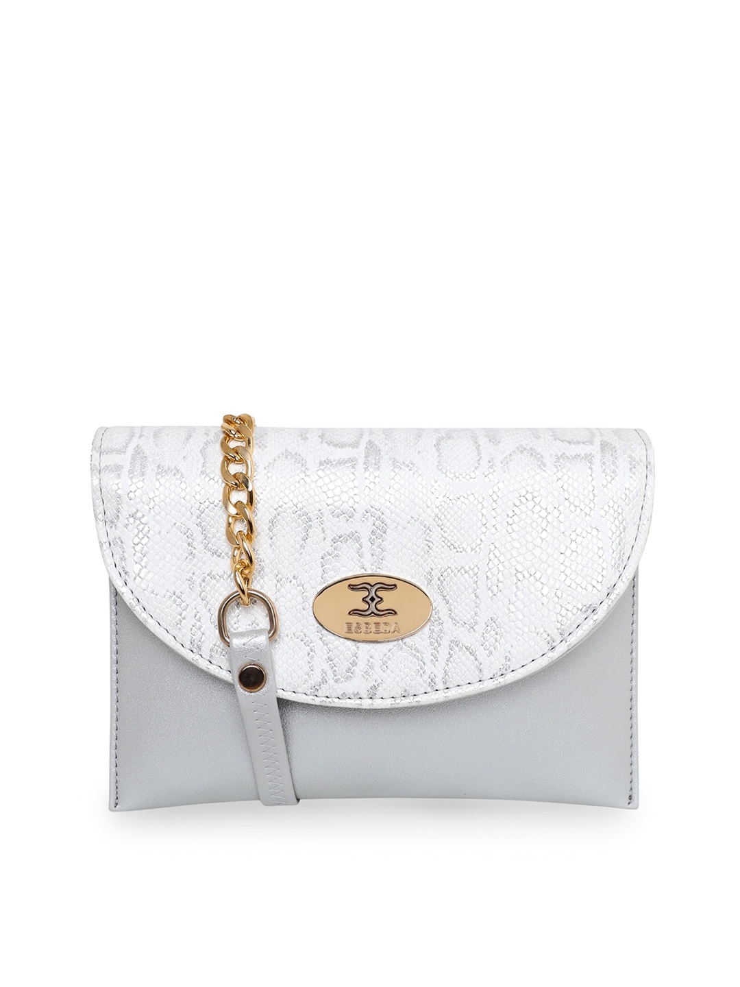 

ESBEDA Silver-Toned Textured PU Structured Sling Bag