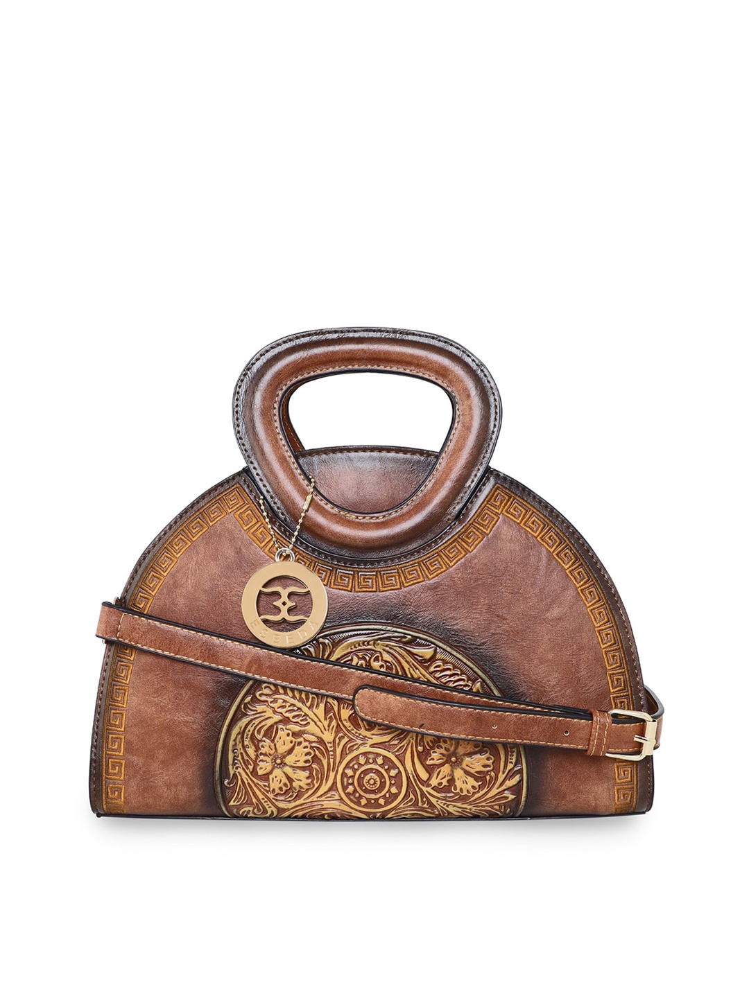 

ESBEDA Tan PU Half Moon Handheld Bag